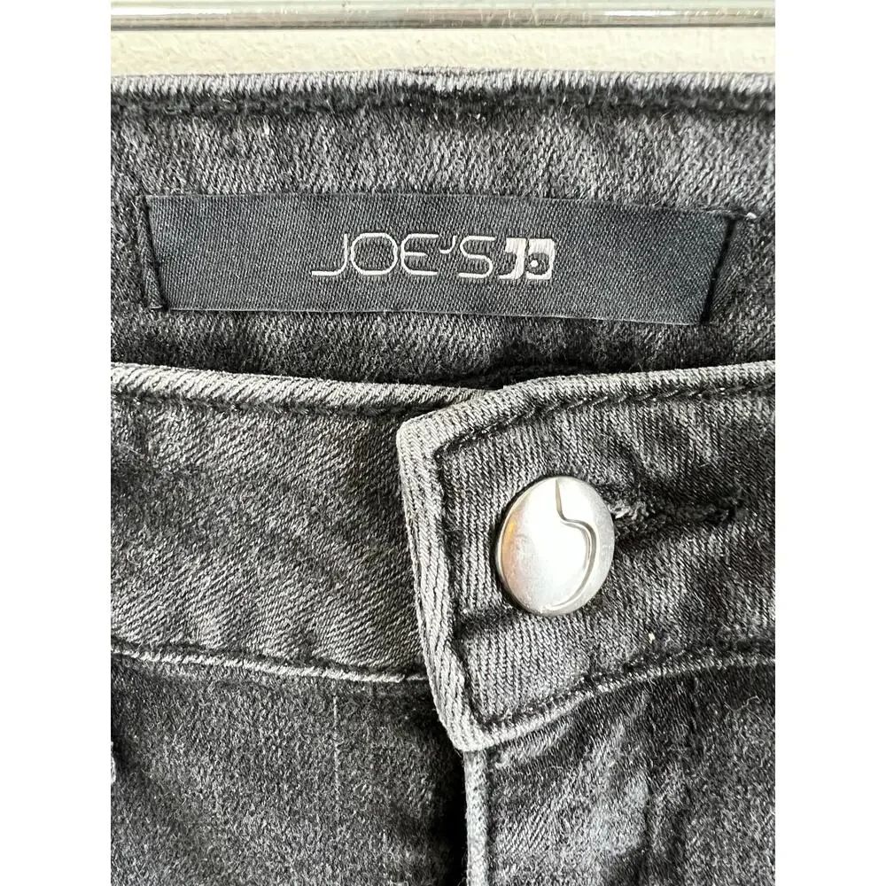 Joe's Jeans Black Cotton Blend High Rise Wide Leg Cropped Denim Jeans Size 27